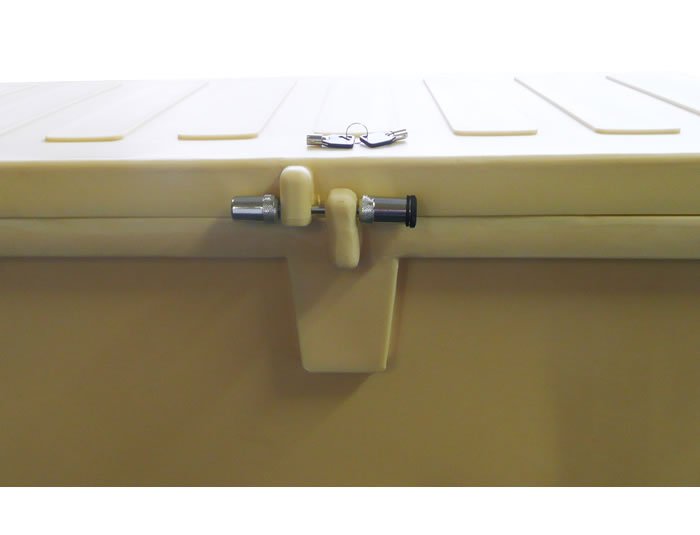 LARGE TitanSTOR Roto-molded Dock Boxes, 24"W x 27"H x 86"L (Tan Box, Tan Top)-5