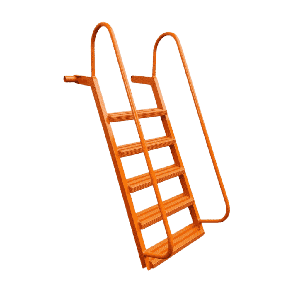5-Step Wet Steps Dock Ladder – Safety Orange Powder Coat Finish (WELDED)-1
