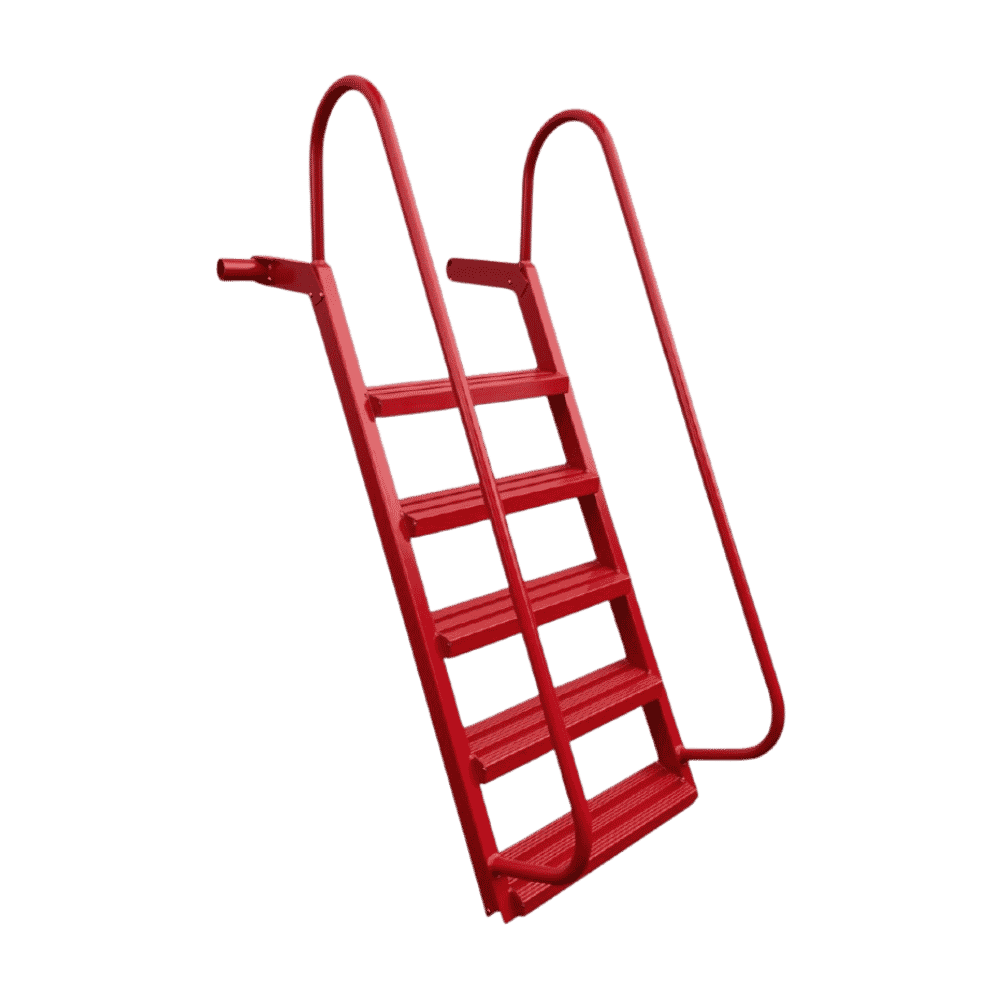 5-Step Wet Steps Dock Ladder – Red Powder Coat Finish (WELDED)-1