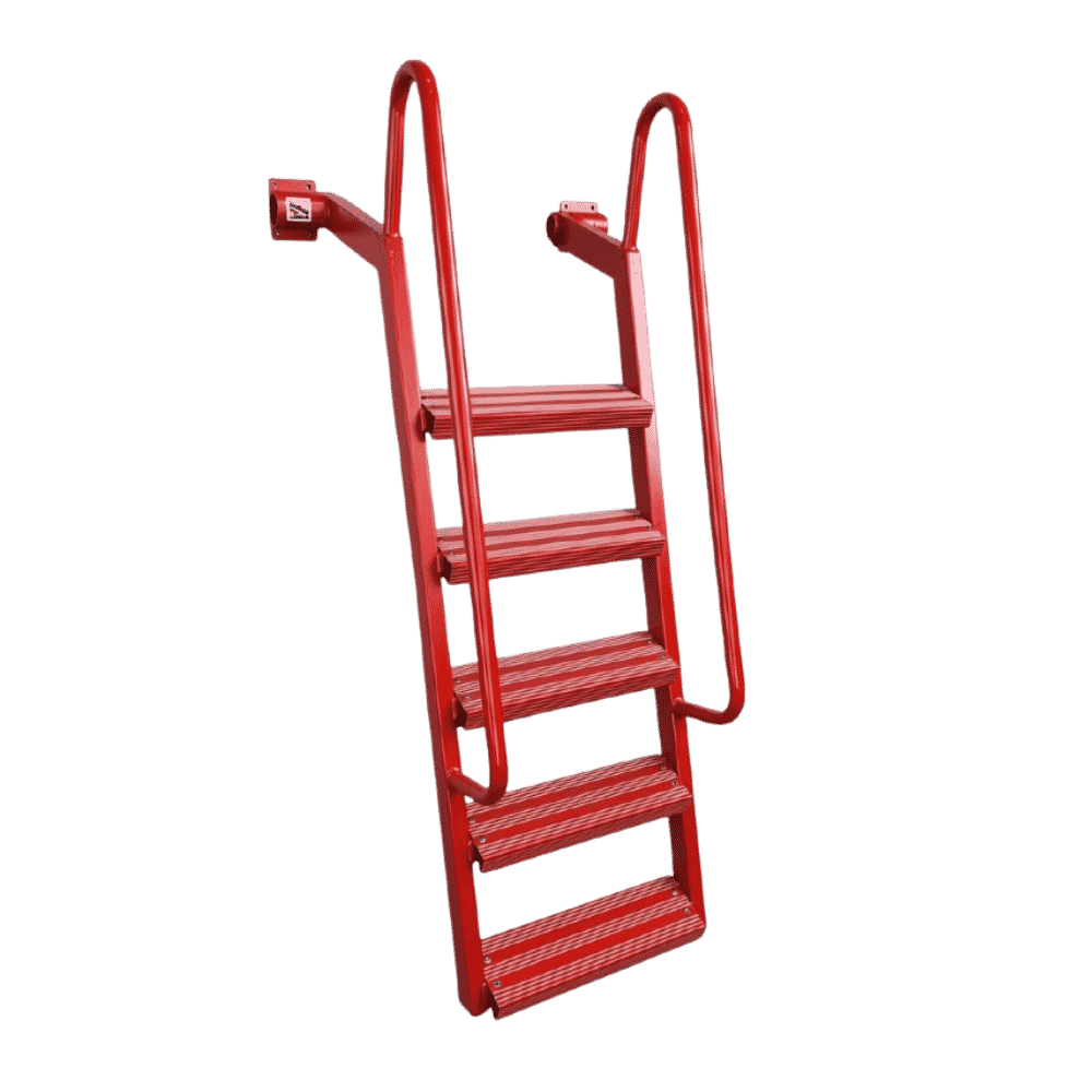 5-Step Wet Steps Dock Ladder – Solid Red Powder Coat Finish (BOXED)-1