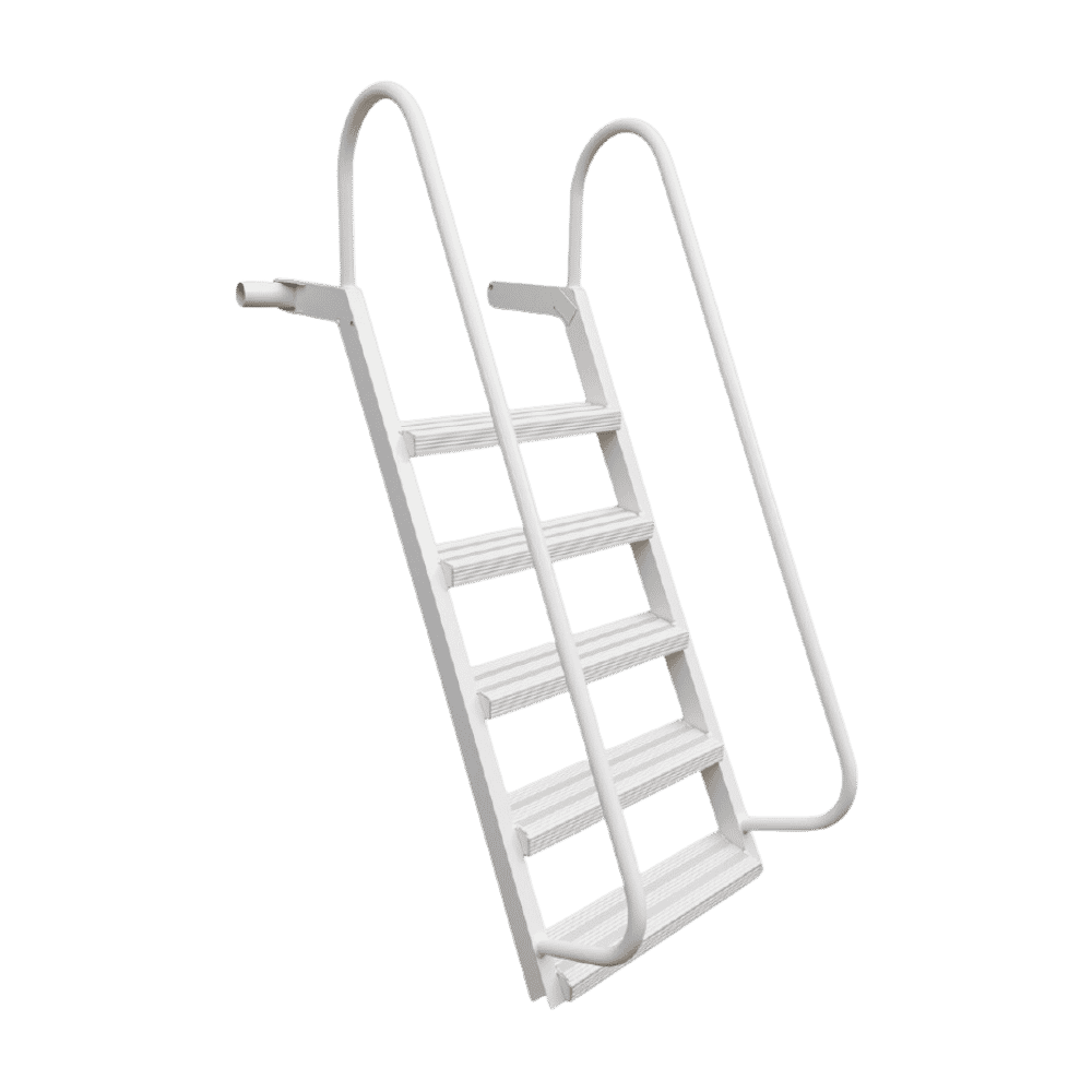 5-Step Wet Steps Dock Ladder – White Powder Coat Finish (WELDED)-1