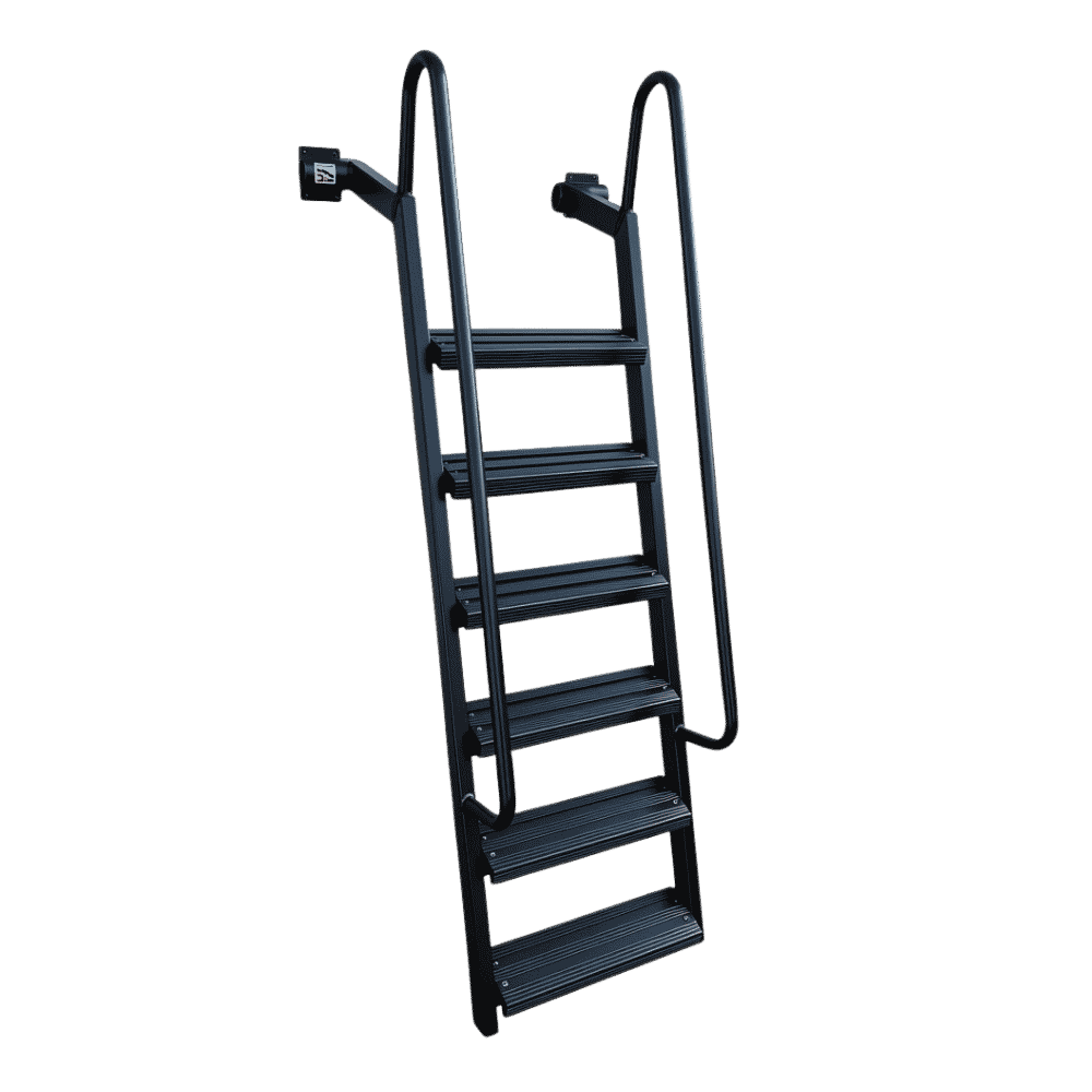 6-Step Wet Steps Dock Ladder – Hammered Silver Vein Powder Coat Finish (BOXED)