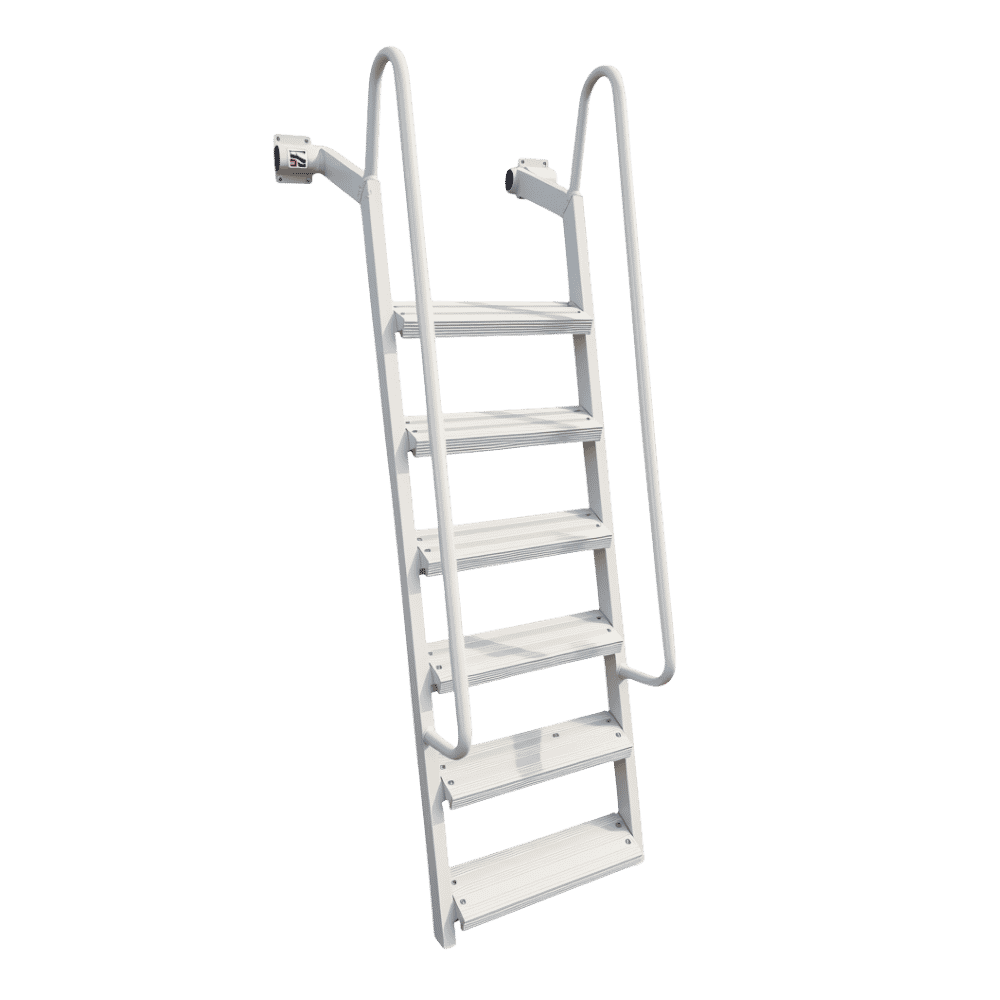 6-Step Wet Steps Dock Ladder – White Powder Coat Finish (BOXED)