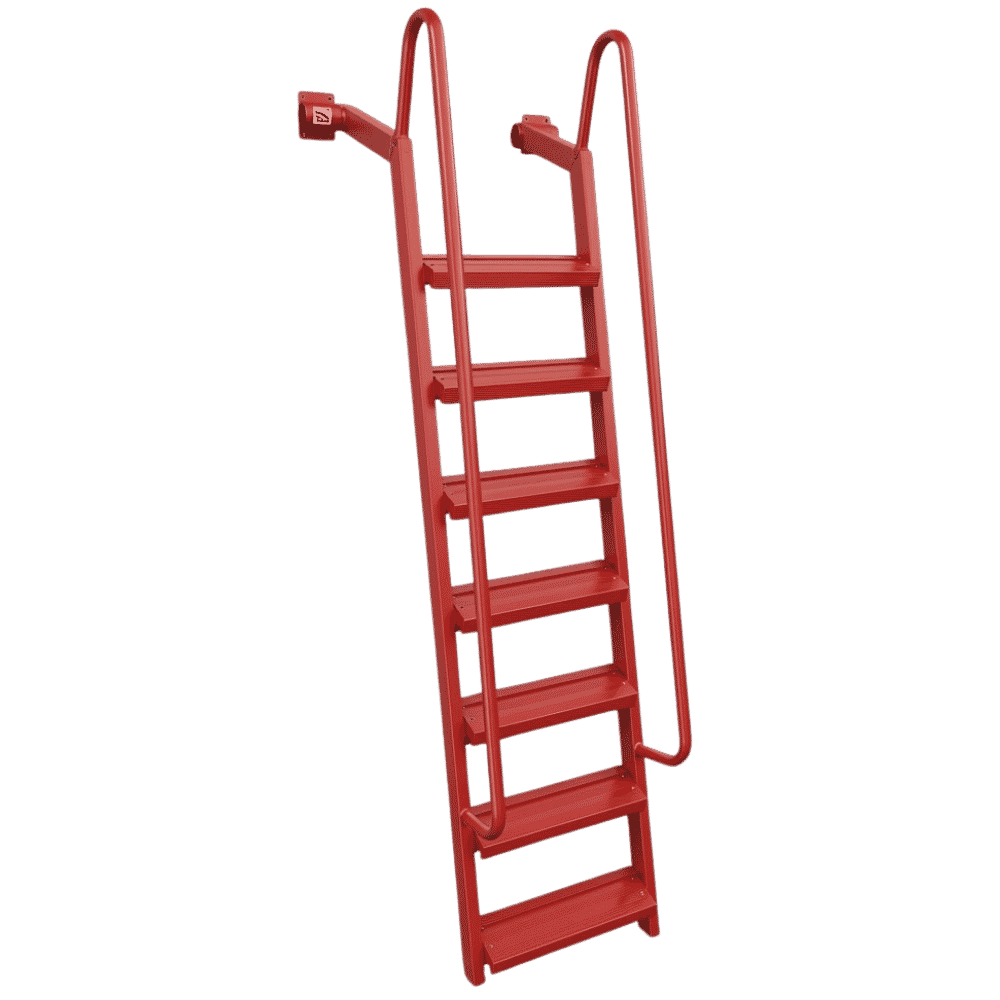 7-Step Wet Steps Dock Ladder –Solid Red Powder Coat Finish (BOXED)-1