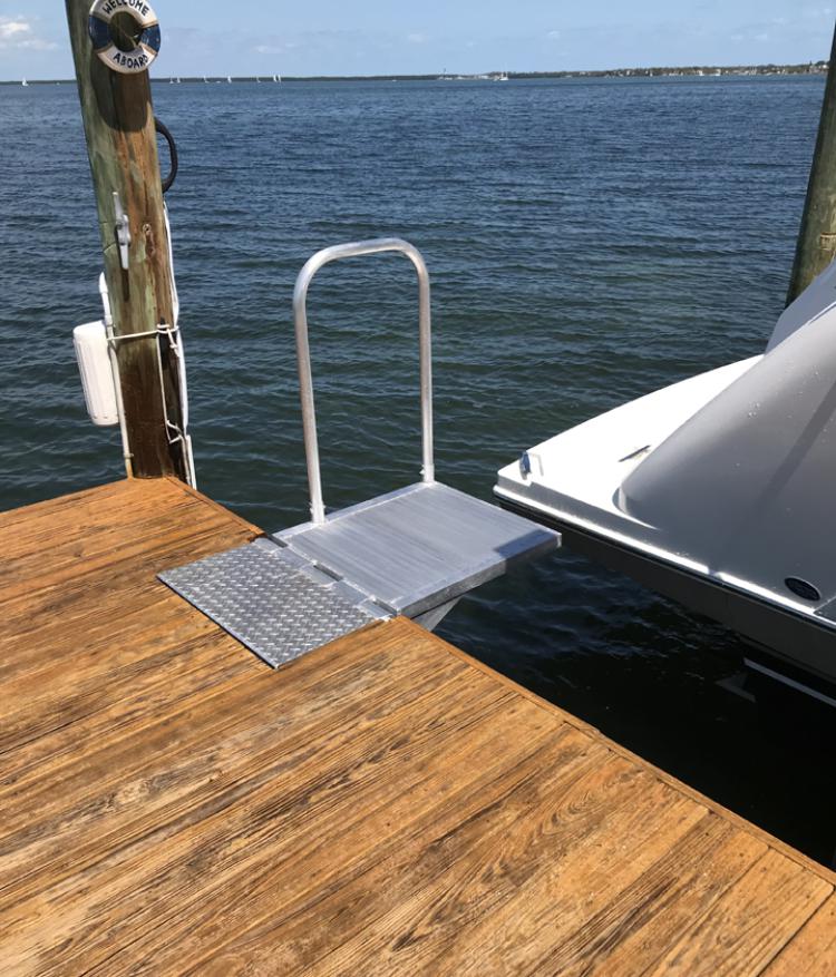 AAM 24 in. x 24 in. Custom Dock Boarding Platform with Handrail - LEFT SIDE (Facing Boat)-1