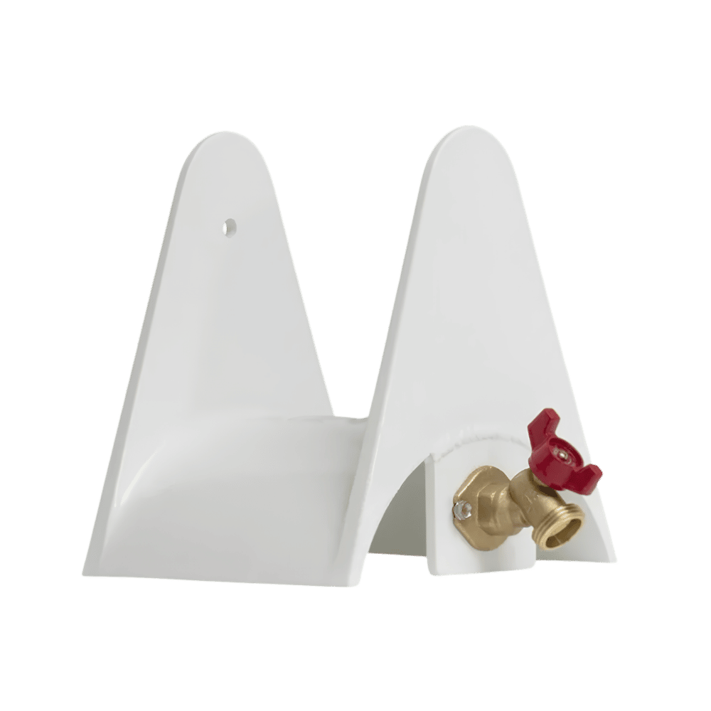 Hose Holder with Water Connection, Powder Coated, White-1