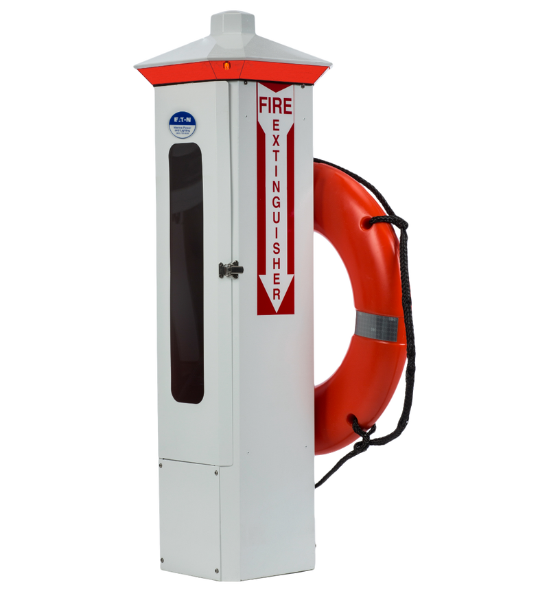 Firehouse Pedestal (Stainless Steel), 10 lb Extinguisher-1