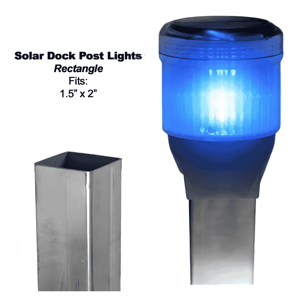 Solar Dock Lites (2 Pack) – Rectangle – Blue LED-1
