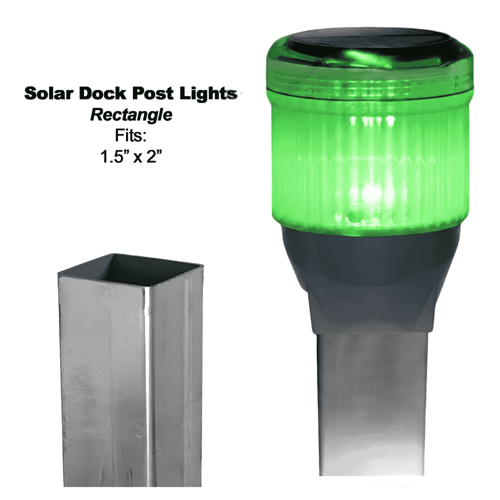 Solar Dock Lites (2 Pack) – Rectangle – Green LED-1
