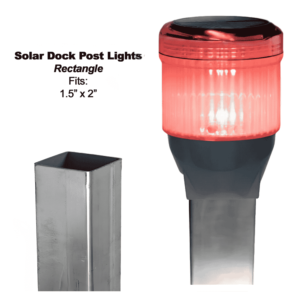 Solar Dock Lites (2 Pack) – Rectangle –Red LED-1