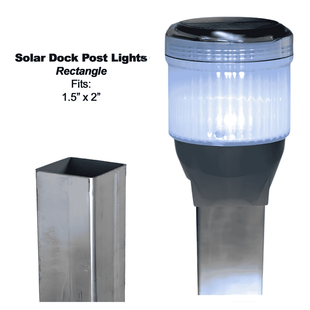 Solar Dock Lites (2 Pack) – Rectangle – White LED-1