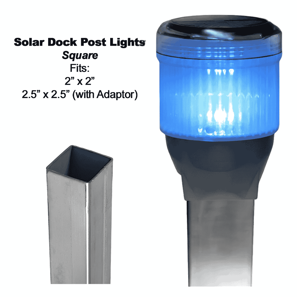 Solar Dock Lites (2 Pack) – Square – Blue LED-1