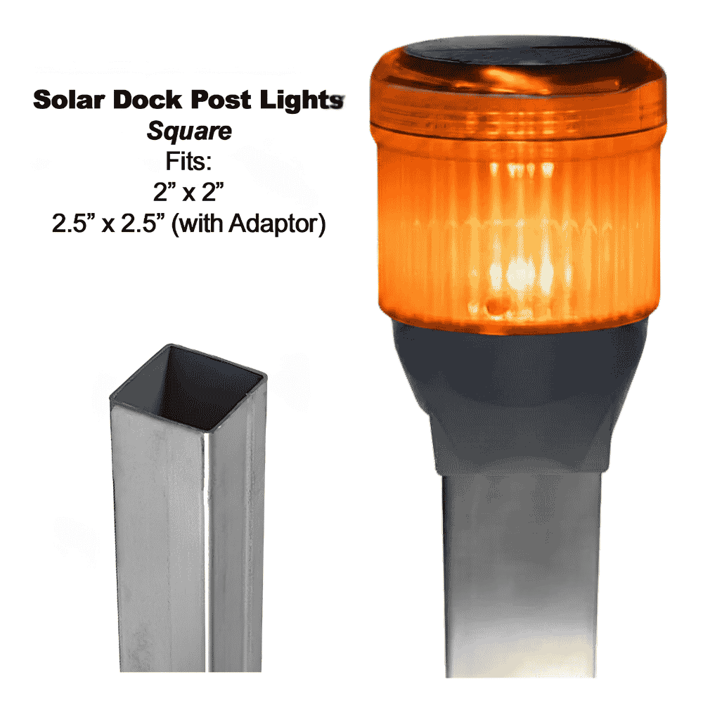 Solar Dock Lites (2 Pack) – Square – Orange LED-1