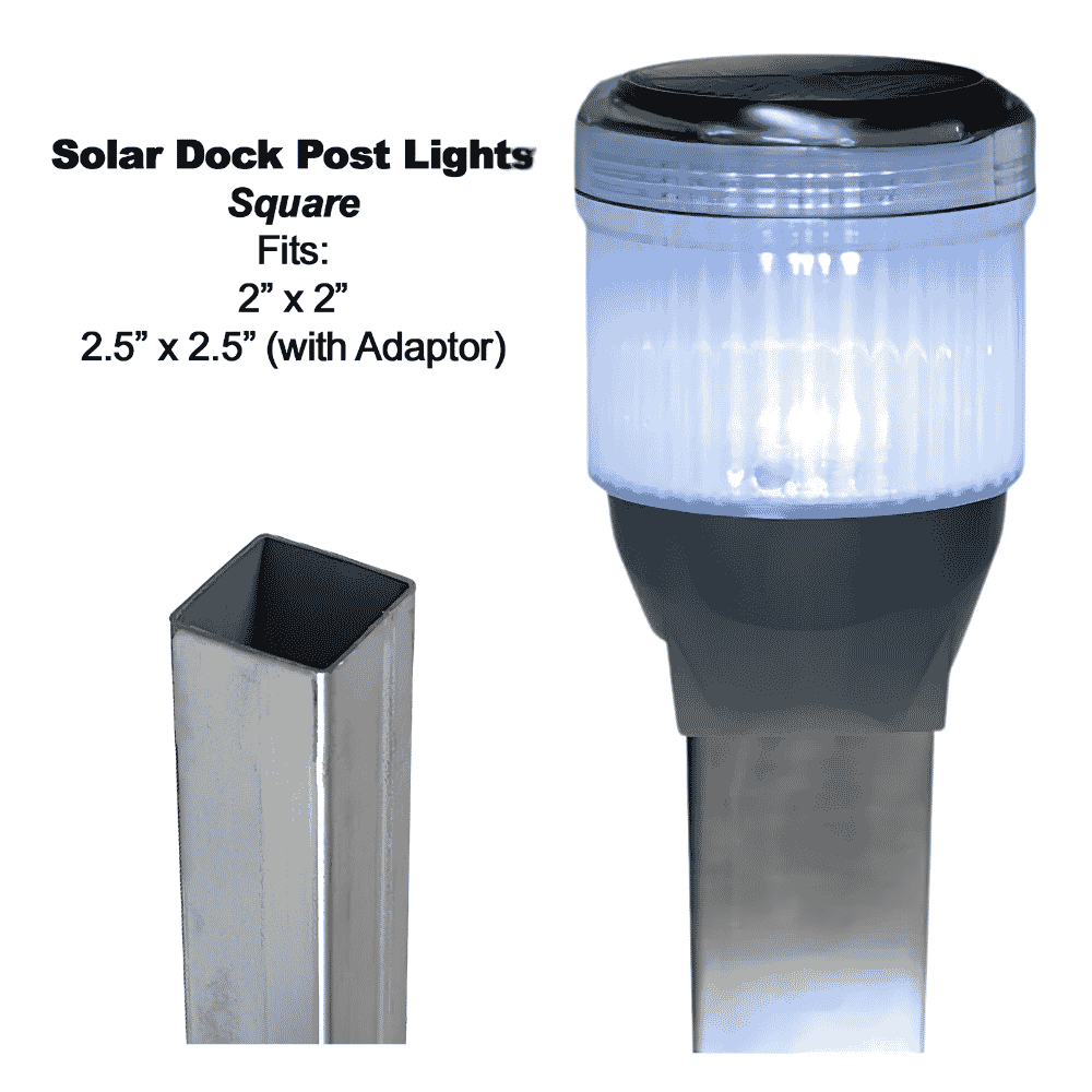 Solar Dock Lites (2 Pack) – Square – White LED-1