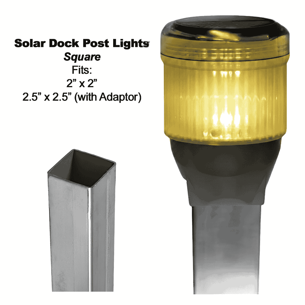 Solar Dock Lites (2 Pack) – Square – Yellow LED-1