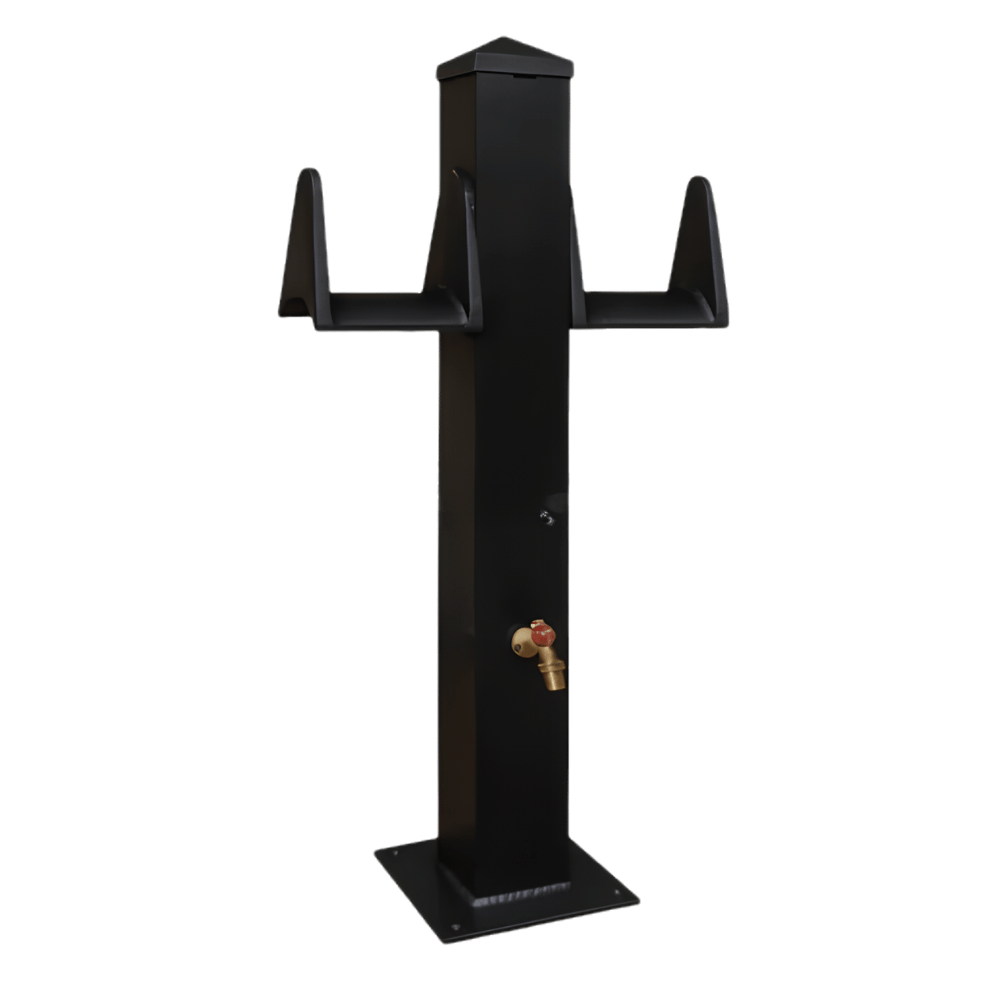 36" Dual Water Stanchion, Powder Coated, Black-1