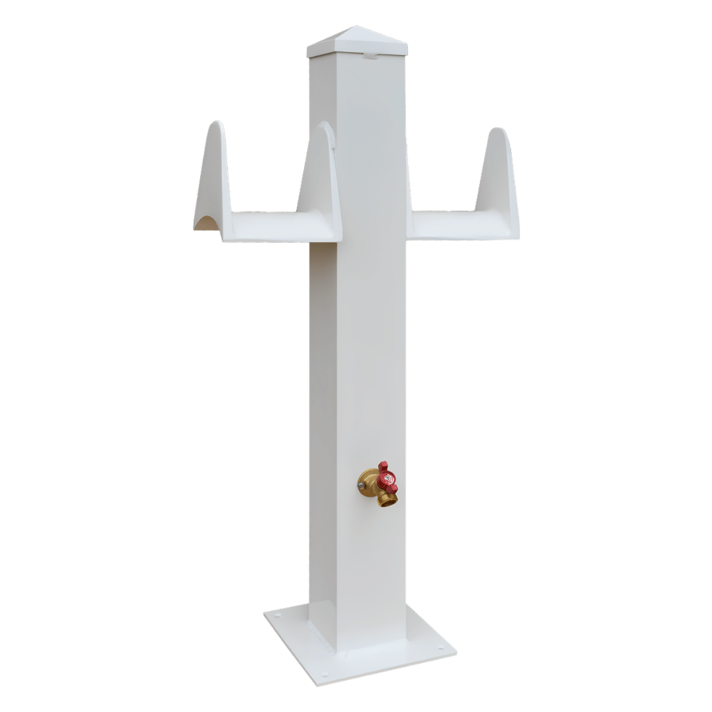 36" Double Water Stanchion, White Finish-1
