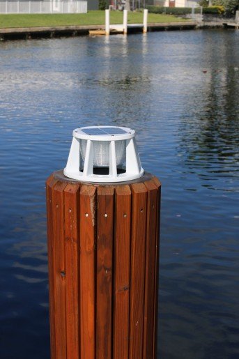 8" Solar Piling Light - White Finish with Multicolor (White, Amber, or Blue) LEDs-6